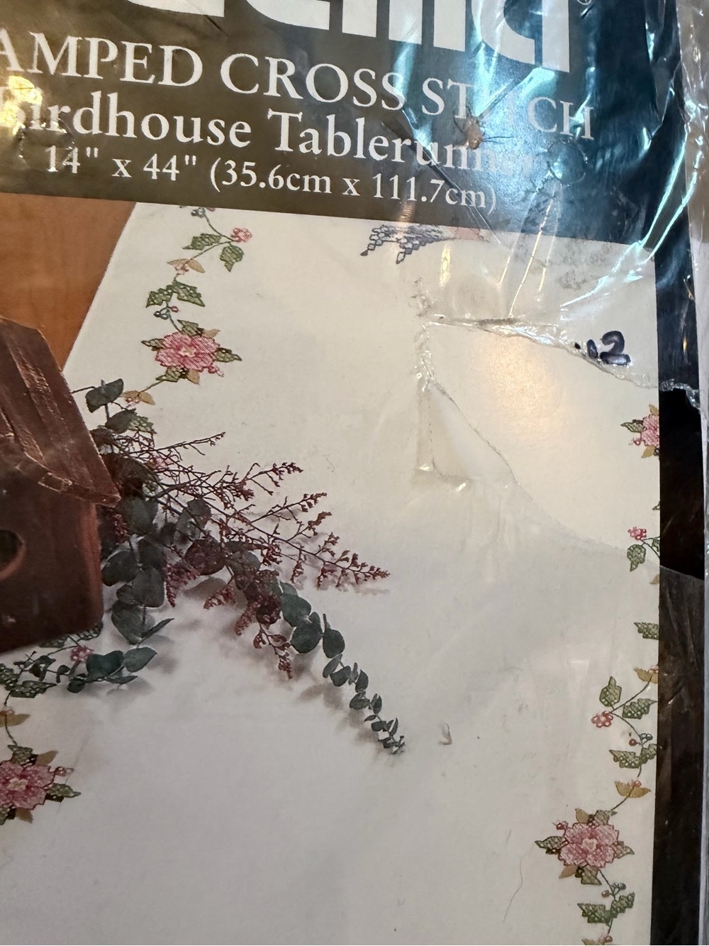 Bucilla Stamped Cross Stitch Fabric Birdhouse Table Runner- No Floss- #41568 - Picture 5 of 5